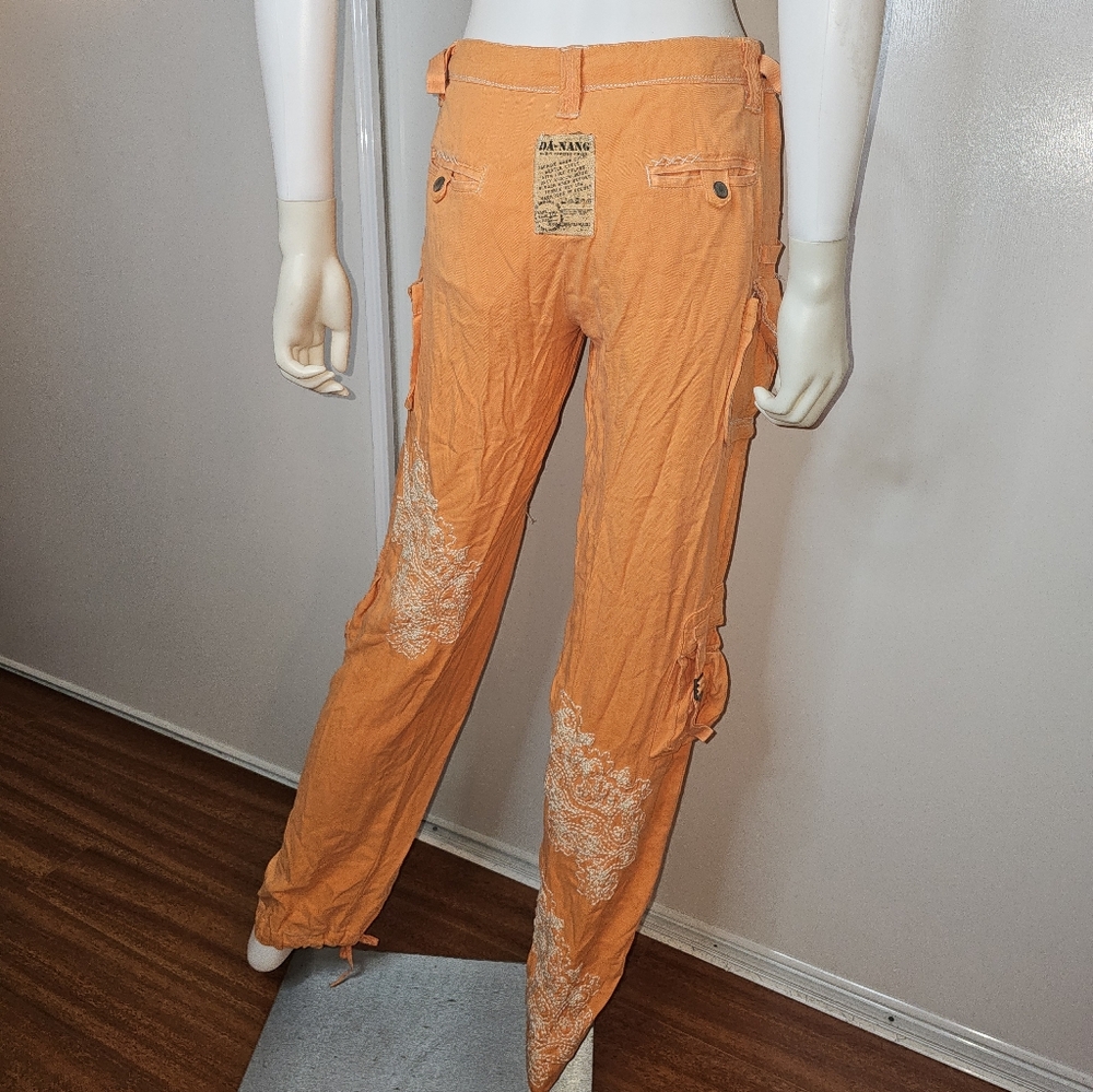DA-NANG Orange Cargo Pants 100% Silk Size XS - Picture 13 of 16